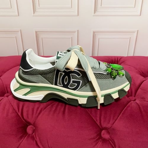 Dolce & Gabbana DG Silk Cowhide Suede Sneakers Logo Accent