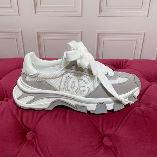 Dolce & Gabbana DG Silk Cowhide Suede Sneakers Logo Accent