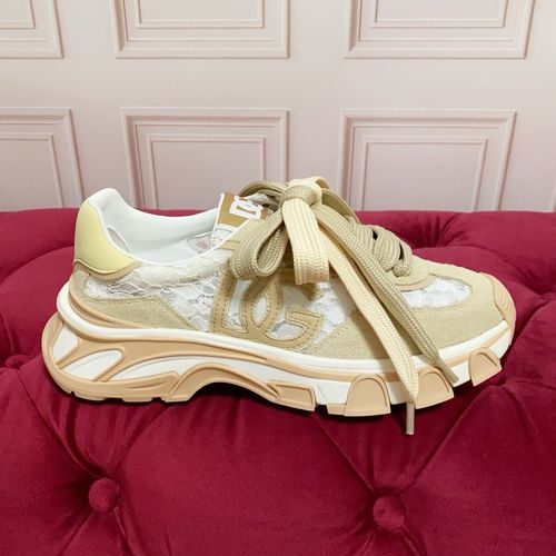 Dolce & Gabbana DG Silk Cowhide Suede Sneakers Logo Accent