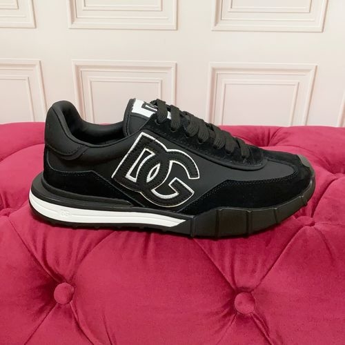 Dolce & Gabbana DG Silk Cowhide Suede Sneakers Logo Accent