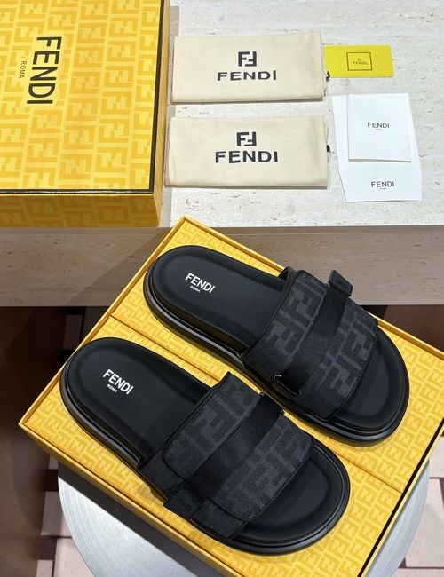 Fendi FF Jacquard Fabric Hook-loop Upper Shoes