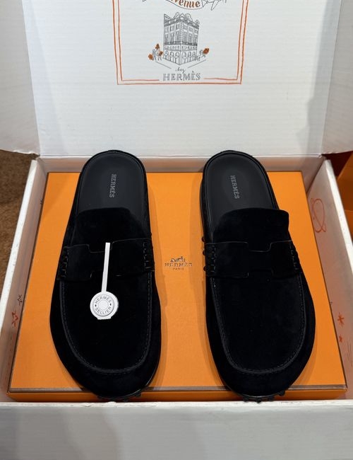 Hermes Freesstyle Half Slippers Cowhide Shoes