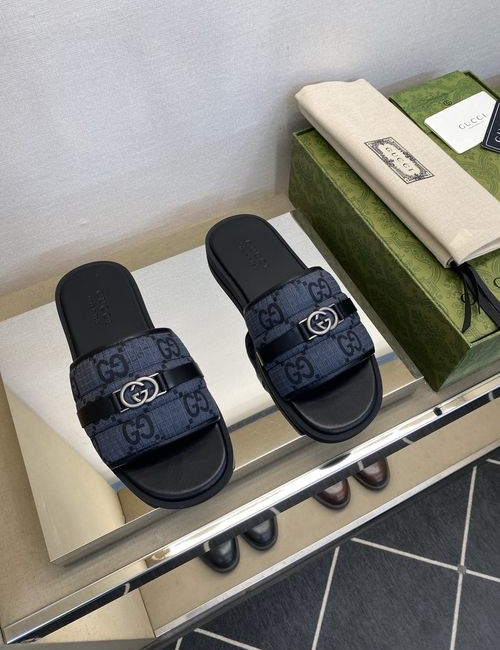 Gucci GG Embroidered Canvas Casual Slides