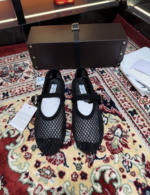Alaia Mesh Upper Ballet Flat Shoes