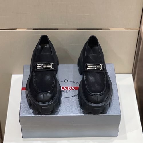 Prada Monolith Cowhide Leather Loafers