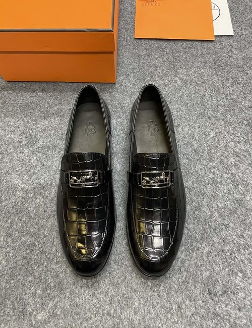 Hermes Calfskin Leather Slip-on Loafers