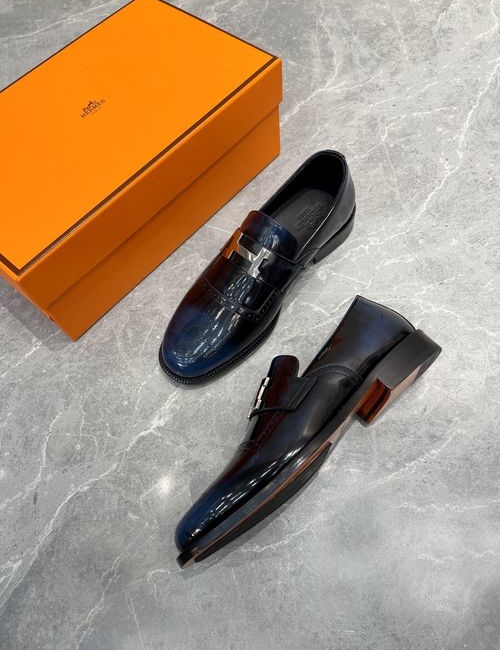 Hermes Brogue Carved Leather Loafers