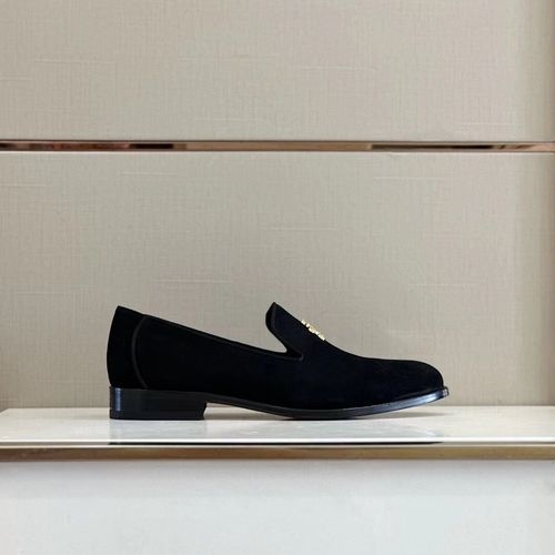 Yves Saint Laurent YSL Loafer Shoes Embossed Logo Leather Sole