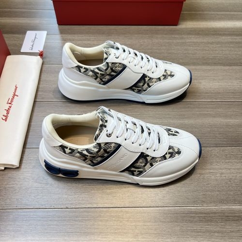 Ferragamo Embossed Logo Two-tone Casual Sneakers