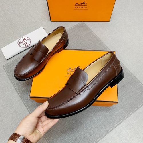 Hermes Leather Loafers With Double H Buckle