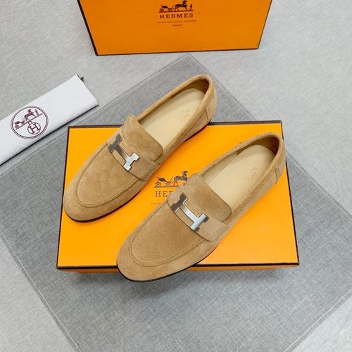 Hermes Leather Loafers With Double H Buckle