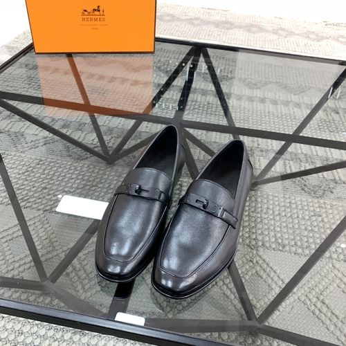 Hermes Leather Loafers With Double H Buckle