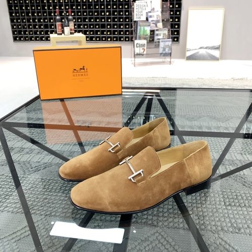 Hermes Leather Loafers With Double H Buckle