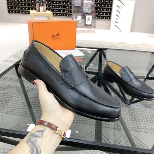 Hermes Leather Loafers With Double H Buckle