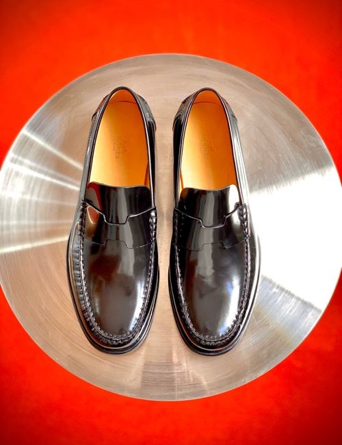 Hermes Double H Buckle Leather Loafers