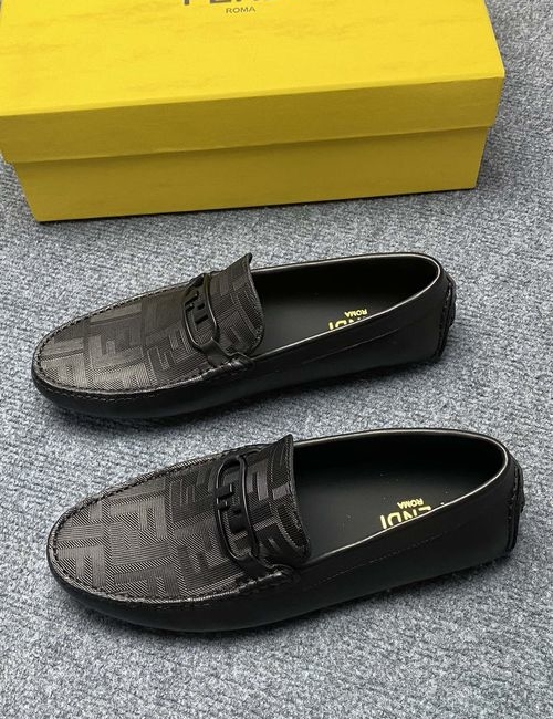 Fendi Genuine Leather Slip-on Loafers