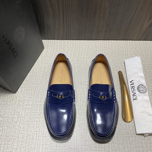 Versace Medusa Leather Loafers With Metal Logo