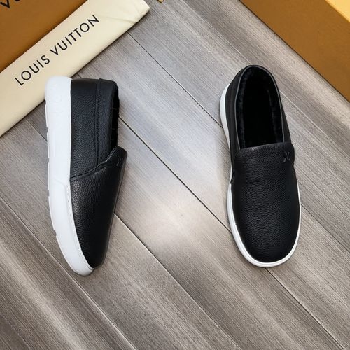 Louis Vuitton LV Litchi Grain Cow Leather Shoes With Wool Lining