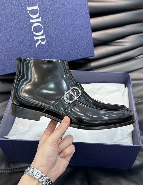 Christian Dior CD Leather Ankle Boots With Logo