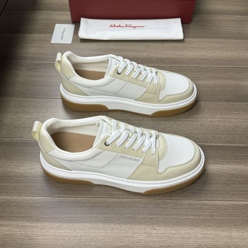 Ferragamo Nappa Calfskin Canvas Casual Shoes