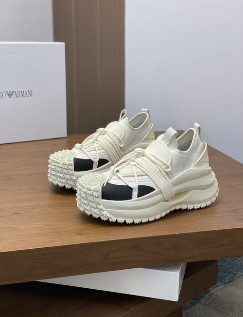 Armani Cowhide Mesh Stitching Casual Sneakers