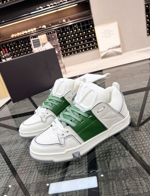 Valentino Stitched Leather And Mesh Sneakers