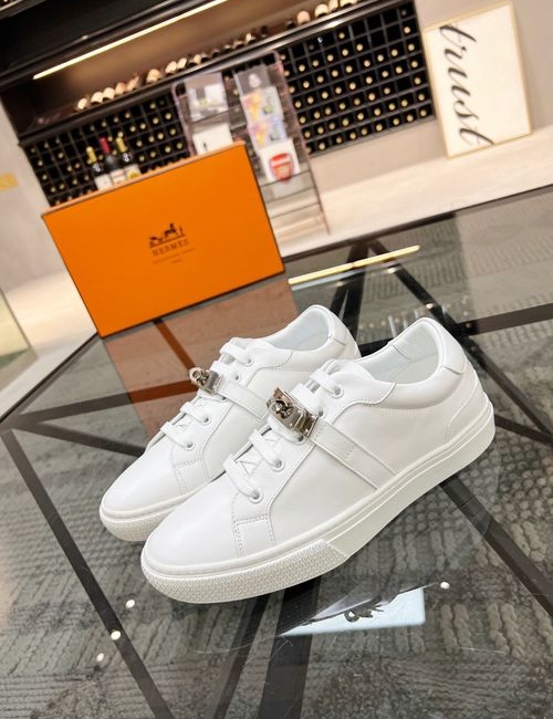Hermes Genuine Leather Casual Sneakers With Comfortable Soles