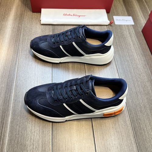 Ferragamo Premium Tumbled Suede Leather Sneakers