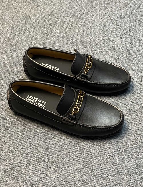 Ferragamo Calfskin Leather Dress Shoes Classic Durable Sole