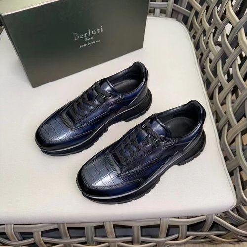 Berluti Scritto Pattern Stitching Low-top Sneakers