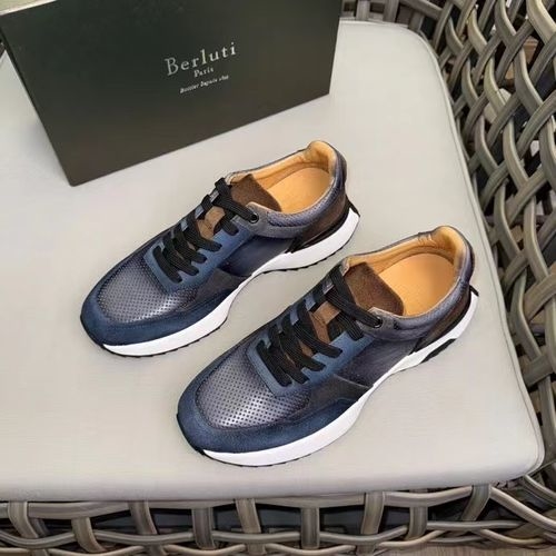 Berluti Scritto Pattern Stitching Low-top Sneakers