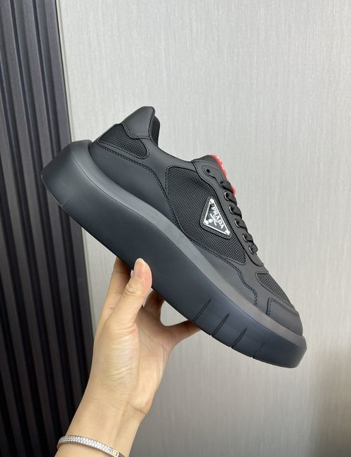 Prada Leather Mesh Stitching Shoes