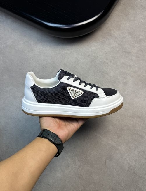 Prada Premium Sneakers Patent Leather Canvas Lined TPU Sole