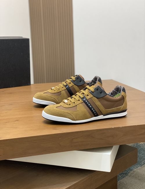 Hugo Boss Leather And Knit Paneled Casual Sneakers