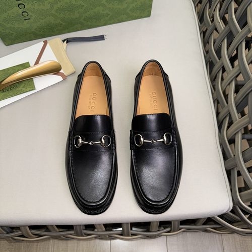 Gucci Horsebit Detail Leather Sole Loafers
