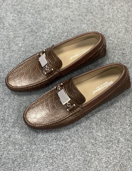 Dolce & Gabbana DG Leather Casual Loafers With Rubber Sole