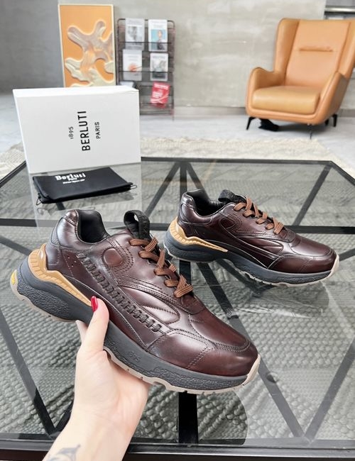 Berluti Stitched Leather Shoes With Original Sole