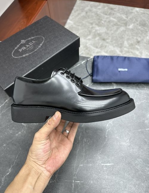 Prada Patent Leather Derby Shoes With Soft Sole