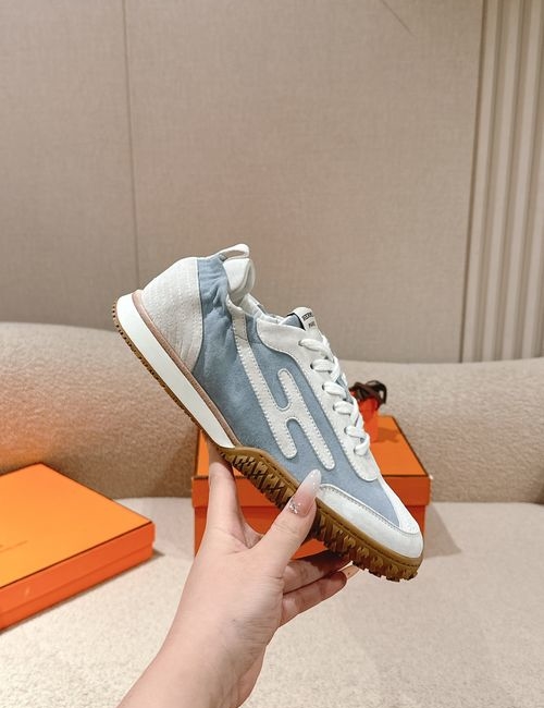 Hermes Casual Sneakers Suede Color-block Design