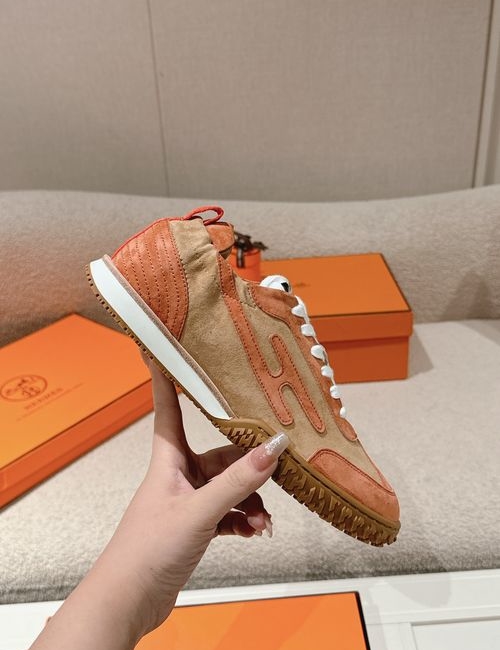 Hermes Casual Sneakers Suede Color-block Design
