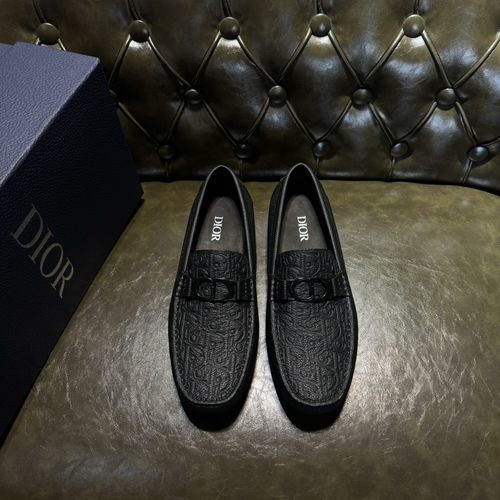 Christian Dior CD Embossed Leather Driving Loafers