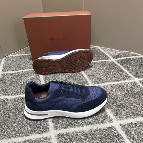 Loro Piana LP Classic Casual Knit Sneakers With Leather