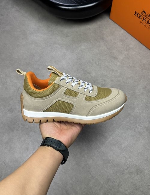 Hermes Suede Canvas Casual Sneakers With TPU Sole