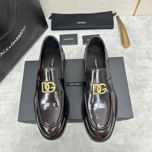 Dolce & Gabbana DG Moccasin Loafer Shoes Leather Upper Leather Lining Rubber Sole