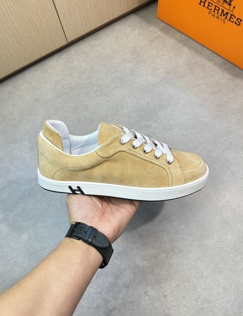 Hermes Premium Cowhide Casual Sneakers With Embroidered Logo