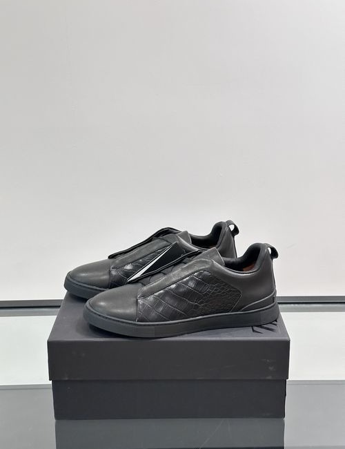 Zegna Low-top Leather Sneakers With Rubber Sole