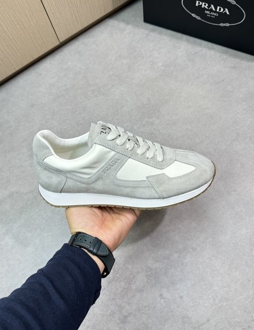 Prada Suede Leather Canvas Casual Sneakers