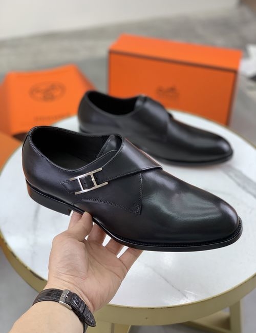 Hermes Genuine Leather Slip-on Formal Shoes