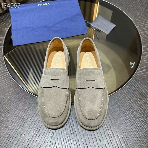 Prada Soft Leather Loafers With Triangle Logo