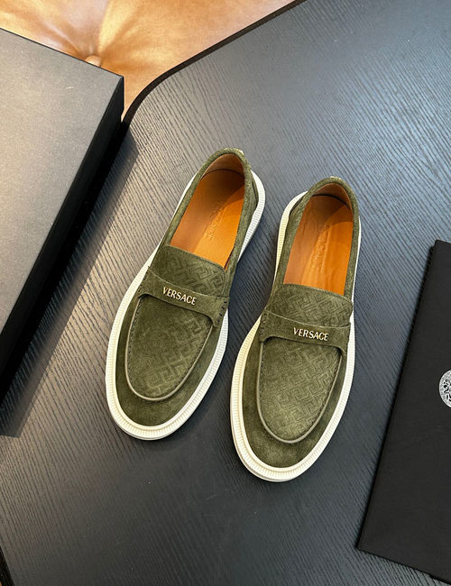 Versace Leather Casual Sneakers With Rubber Sole